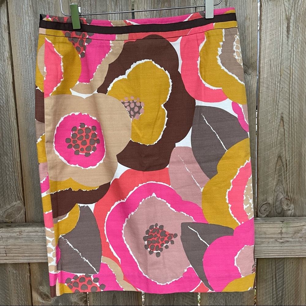 Boden Skirt floral pencil 10 long zip closure